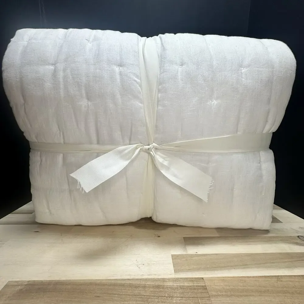NWT Southern Living Heirloom Linen Quilt White QUEEN Beachy‎ Coastal